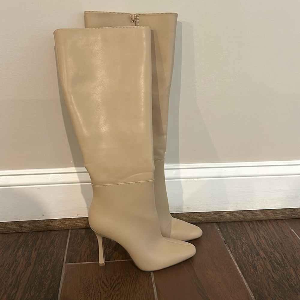 Forever 21 Beige Knee-High Stiletto Boots - Picture 2 of 6